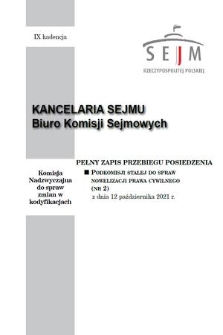 Pełny Zapis Przebiegu Posiedzenia Podkomisji Stałej do Spraw Nowelizacji Prawa Cywilnego. Kad. 9, 2021, nr 2