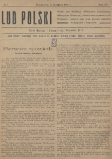 Lud Polski : pismo pod redakcją Aleksandra Zawadzkiego (Grzegorza Wiernego) poświęcone sprawom Ludu Polskiego i obronie jego praw przeciw wszelkim nadużyciom i krzywdom. 1916, nr 1