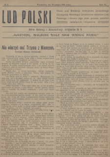 Lud Polski : pismo pod redakcją Aleksandra Zawadzkiego (Grzegorza Wiernego) poświęcone sprawom Ludu Polskiego i obronie jego praw przeciw wszelkim nadużyciom i krzywdom. 1916, nr 5