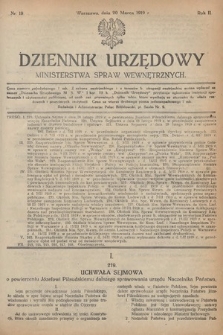 Dziennik Urzędowy Ministerstwa Spraw Wewnętrznych. 1919, nr 19