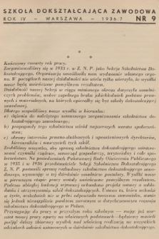 Szkoła Dokształcająca Zawodowa. R.4, 1936/1937, nr 9