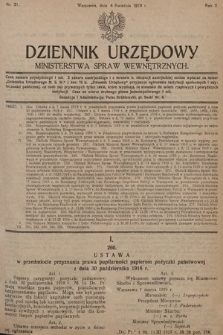 Dziennik Urzędowy Ministerstwa Spraw Wewnętrznych. 1919, nr 21