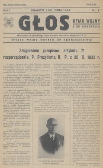 Głos Ofiar Wojny Ziemi Krakowskiej : miesięcznik Krakowskiego Koła Związku Inwalidów Wojennych R. P. 1934, nr 2