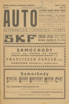 Auto : ilustrowane czasopismo sportowo-techniczne : organ Automobilklubu Polski : automobilizm - lotnictwo - sporty. R.3, 1924, № 24