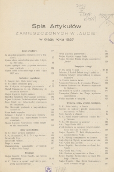 Auto : ilustrowane czasopismo sportowo-techniczne : organ Automobilklubu Polski oraz klubów afiljowanych = revue sportive et technique de l' automobile : organe officiel de l'Automobile-Club de Pologne et des clubs afiliés. R.6, 1927, Spis