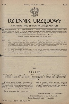 Dziennik Urzędowy Ministerstwa Spraw Wewnętrznych. 1919, nr 24