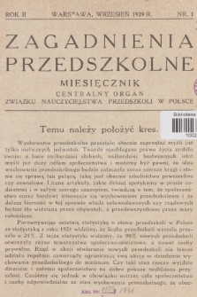 Zagadnienia Przedszkolne : centralny organ Związku Nauczycielstwa Przedszkoli w Polsce. R.2, 1929, nr 1