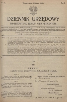 Dziennik Urzędowy Ministerstwa Spraw Wewnętrznych. 1919, nr 26