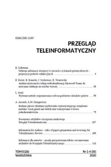 Przegląd Teleinformatyczny = Teleinformatics Review. T. 8, 2020, nr 1/4