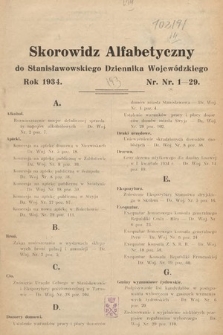 Stanisławowski Dziennik Wojewódzki. 1934, skorowidz alfabetyczny