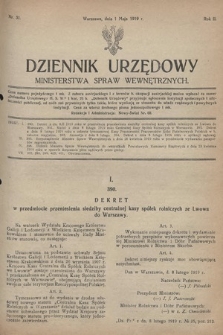 Dziennik Urzędowy Ministerstwa Spraw Wewnętrznych. 1919, nr 31