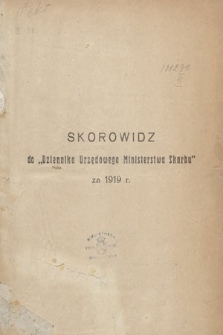 Skorowidz do Dziennika Urzędowego Ministerstwa Skarbu. 1919