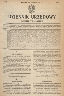Dziennik Urzędowy Ministerstwa Skarbu. 1919, nr 1