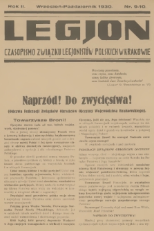 Legjon : czasopismo Związku Legjonistów Polskich w Krakowie. R.2, 1930, nr 9-10