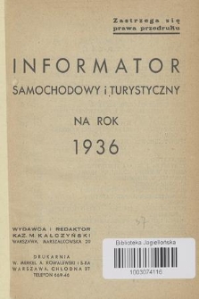 Informator samochodowy i turystyczny na rok 1936