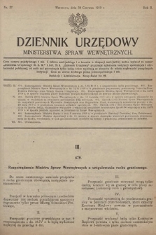 Dziennik Urzędowy Ministerstwa Spraw Wewnętrznych. 1919, nr 37