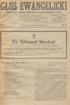 Głos Ewangelicki : pismo tygodniowe poświęcone sprawom Kościoła Ewangelicko-Augsburskiego w Polsce. R.1, 1920, nr 4