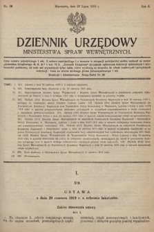 Dziennik Urzędowy Ministerstwa Spraw Wewnętrznych. 1919, nr 39