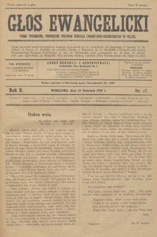 Głos Ewangelicki : pismo tygodniowe poświęcone sprawom Kościoła Ewangelicko-Augsburskiego w Polsce. R.10, 1929, nr 17