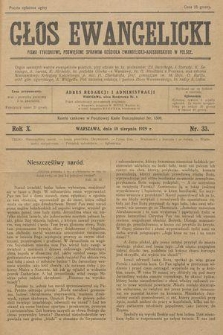 Głos Ewangelicki : pismo tygodniowe poświęcone sprawom Kościoła Ewangelicko-Augsburskiego w Polsce. R.10, 1929, nr 33