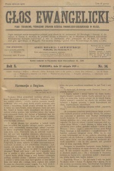 Głos Ewangelicki : pismo tygodniowe poświęcone sprawom Kościoła Ewangelicko-Augsburskiego w Polsce. R.10, 1929, nr 34