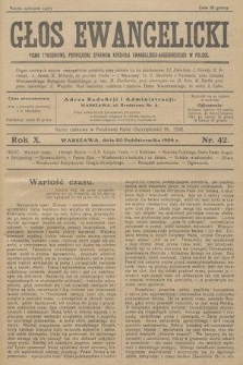 Głos Ewangelicki : pismo tygodniowe poświęcone sprawom Kościoła Ewangelicko-Augsburskiego w Polsce. R.10, 1929, nr 42