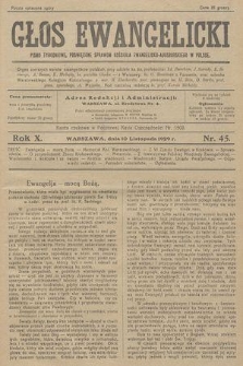 Głos Ewangelicki : pismo tygodniowe poświęcone sprawom Kościoła Ewangelicko-Augsburskiego w Polsce. R.10, 1929, nr 45