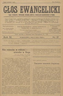 Głos Ewangelicki : pismo tygodniowe poświęcone sprawom Kościoła Ewangelicko-Augsburskiego w Polsce. R.11, 1930, nr 27