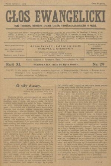 Głos Ewangelicki : pismo tygodniowe poświęcone sprawom Kościoła Ewangelicko-Augsburskiego w Polsce. R.11, 1930, nr 29