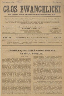 Głos Ewangelicki : pismo tygodniowe poświęcone sprawom Kościoła Ewangelicko-Augsburskiego w Polsce. R.11, 1930, nr 43