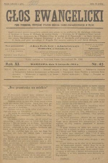 Głos Ewangelicki : pismo tygodniowe poświęcone sprawom Kościoła Ewangelicko-Augsburskiego w Polsce. R.11, 1930, nr 45