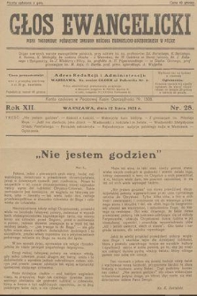 Głos Ewangelicki : pismo tygodniowe poświęcone sprawom Kościoła Ewangelicko-Augsburskiego w Polsce. R.12, 1931, nr 28