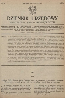 Dziennik Urzędowy Ministerstwa Spraw Wewnętrznych. 1919, nr 40