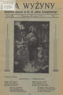 Na Wyżyny : dodatek do „Głosu Ewangelickiego”. R.13, 1937, nr 1