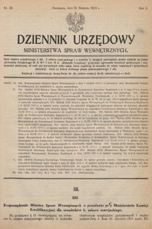Dziennik Urzędowy Ministerstwa Spraw Wewnętrznych. 1919, nr 43