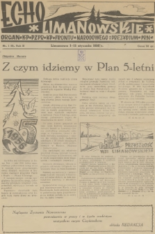 Echo Limanowskie : organ KP PZPR, KP Frontu Narodowego i Prezydium PRN. R.2, 1956, nr 1
