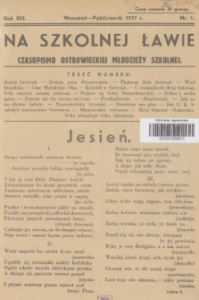 Na Szkolnej Ławie : czasopismo ostrowieckiej młodzieży szkolnej. R.13, 1937, nr 1