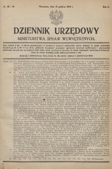 Dziennik Urzędowy Ministerstwa Spraw Wewnętrznych. 1919, nr 48 i 49