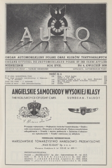 Auto : organ Automobilklubu Polski oraz klubów terytorialnych = organe Officiel de l' Automobilklub Polski et des clubs afiliés. R.18, 1939, nr 4