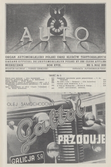 Auto : organ Automobilklubu Polski oraz klubów terytorialnych = organe Officiel de l' Automobilklub Polski et des clubs afiliés. R.18, 1939, nr 5