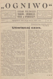 Ogniwo : Organ Polskiego Towarz. Ewangelickiego w Bydgoszczy. R. 1, 1927, nr 3