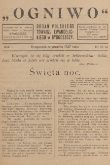 Ogniwo : Organ Polskiego Towarz. Ewangelickiego w Bydgoszczy. R. 1, 1927, nr 10-12