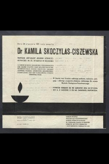 Dnia 24 stycznia 1971 r. zmarła Dr Kamila Skoczylas-Ciszewska Professor Zwyczajny Akademii Górniczo-Hutniczej […]