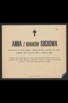 Anna z Nowaków Sochowa [...] dnia 8 czerwca 1896 r. zasnęła w Panu [...]