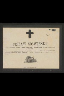Cesław Soswiński [...] zasnął w Panu dnia 7 stycznia 1871 roku [...]
