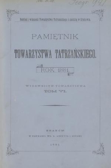 Pamiętnik Towarzystwa Tatrzańskiego. T.6 (1881)