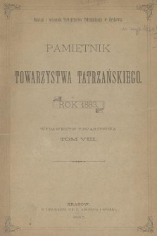 Pamiętnik Towarzystwa Tatrzańskiego. T.8 (1883)