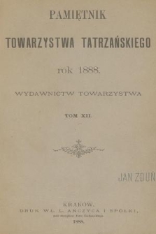 Pamiętnik Towarzystwa Tatrzańskiego. T.12 (1888)