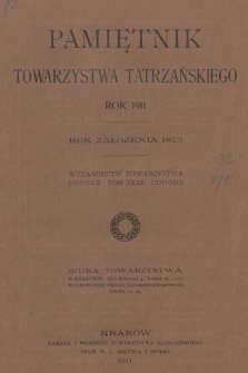 Pamiętnik Towarzystwa Tatrzańskiego. T.32 (1911)