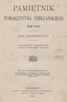 Pamiętnik Towarzystwa Tatrzańskiego. T.35 (1914)